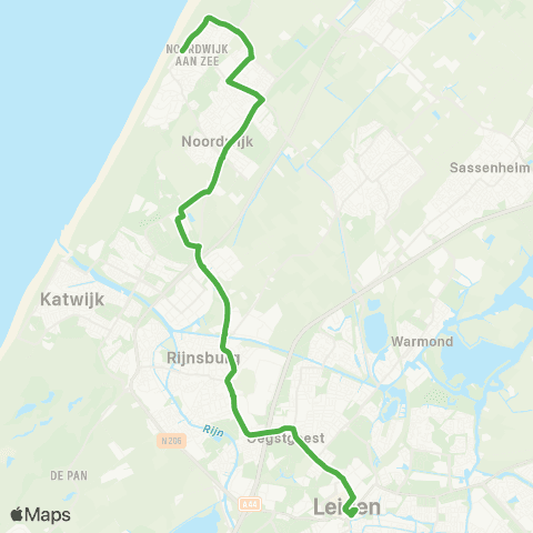 Qbuzz Noordwijk - Leiden map