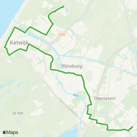 Qbuzz Katwijk - Rijnsburg - Leiden map