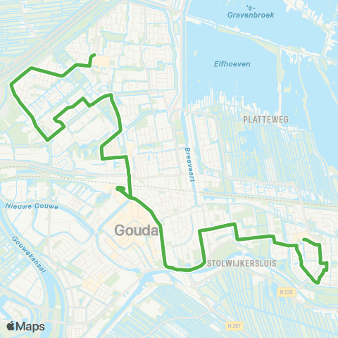 Qbuzz Gouda: Goverwelle - Station - Gildenburg map