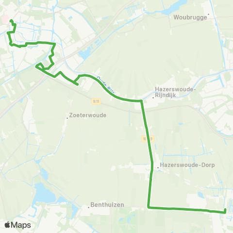 Qbuzz Boskoop - Leiden map