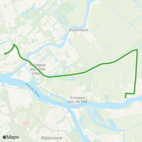 Qbuzz Lekkerkerk - Rotterdam Capelsebrug map