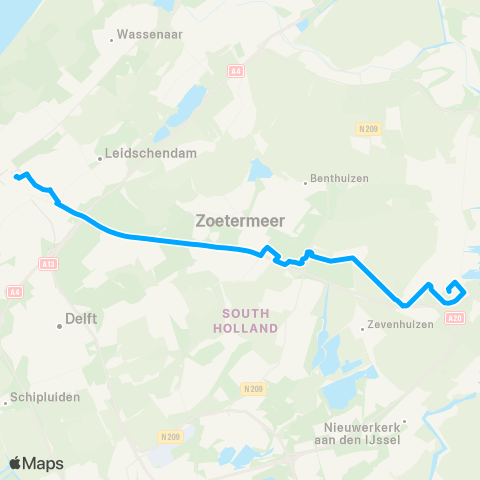 Qbuzz Waddinxveen - Bleiswijk - Den Haag map
