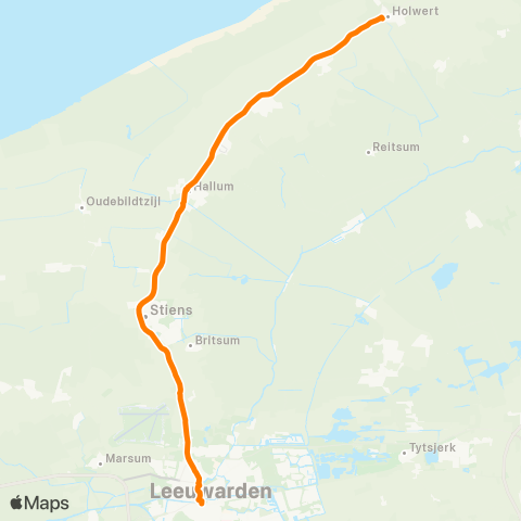 Qbuzz Holwert Veerdam - Leeuwarden map