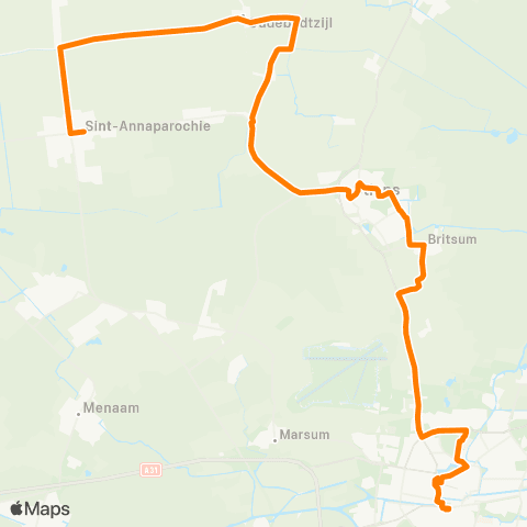 Qbuzz St-Annaparochie - Stiens - Leeuwarden map