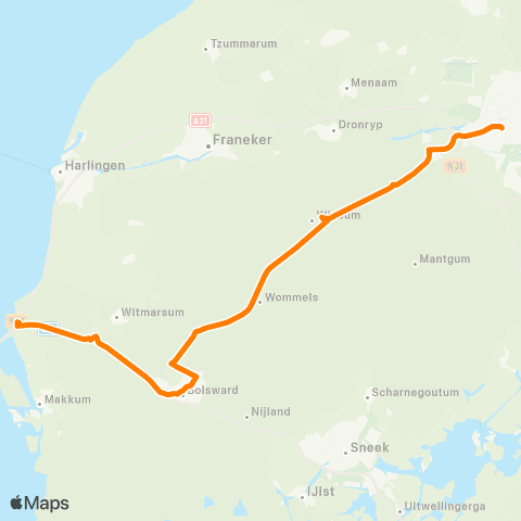 Qbuzz Leeuwarden - Bolsward - Kop Afsluitdijk map