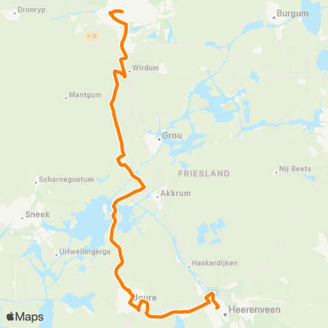 Qbuzz Heerenveen - Joure - Jirnsum - Leeuwarden map