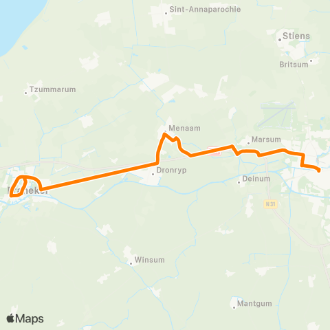 Qbuzz Franeker - Leeuwarden map
