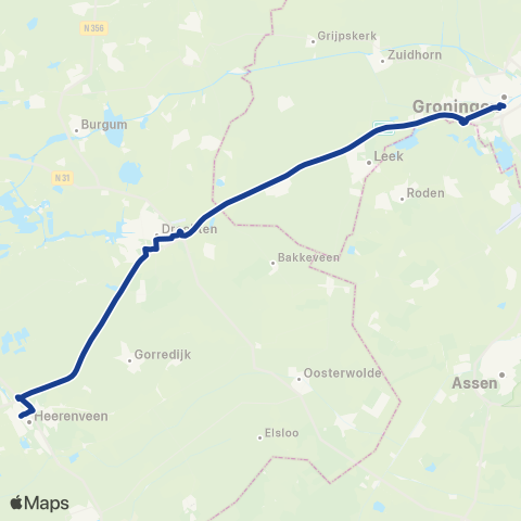 Qbuzz Heerenveen - Drachten - Groningen map
