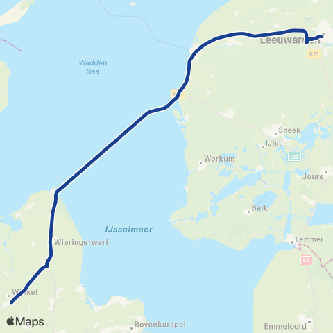 Qbuzz Alkmaar - Afsluitdijk - Leeuwarden map