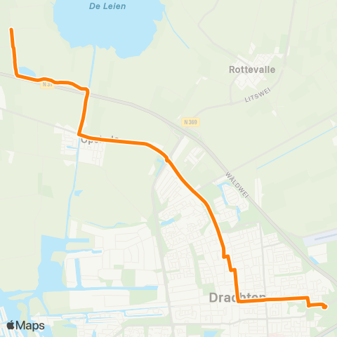 Qbuzz DeTike - Drachten Transferium Oost map