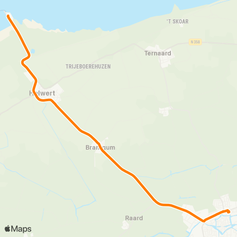 Qbuzz Holwert Veerdam - Dokkum Busstation map