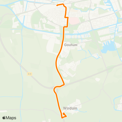 Qbuzz Wirdum - Leeuwarden Busstation map