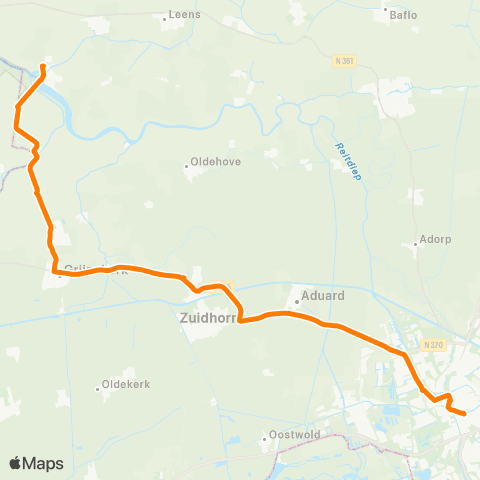 Qbuzz Zoutkamp - Zuidhorn - Groningen map