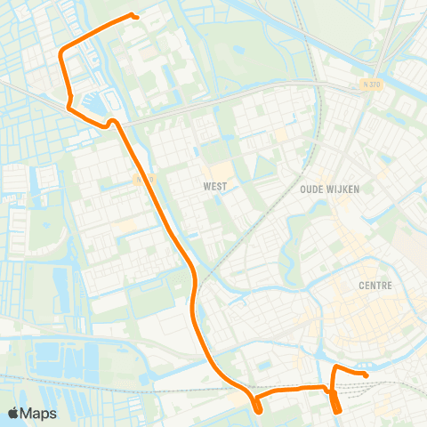 Qbuzz Hoofdstation - Zernike Noord via Reitdiep map