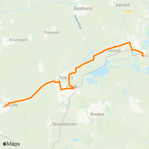 Qbuzz Buurtbus P+R Hoogkerk - Leek - Marum map