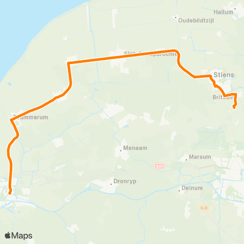 Qbuzz Koarnjum - Franeker Sjûkelân (kaatsen) map