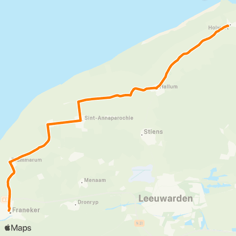 Qbuzz Holwerd - Franeker Sjûkelân (kaatsen) map
