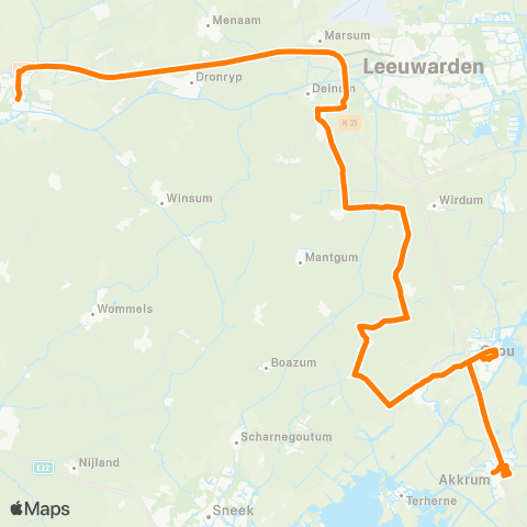 Qbuzz Akkrum - Franeker Sjûkelân (kaatsen) map