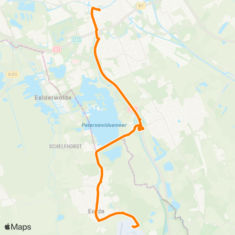 Qbuzz Groningen - Vliegveld Eelde (snelbus) map