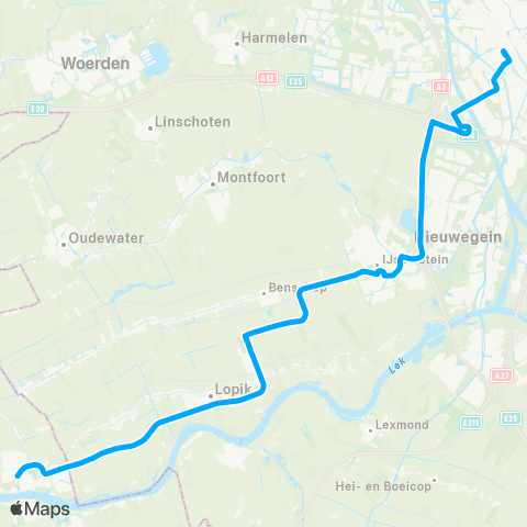 Qbuzz Utrecht - Rotterdam Capelsebrug map