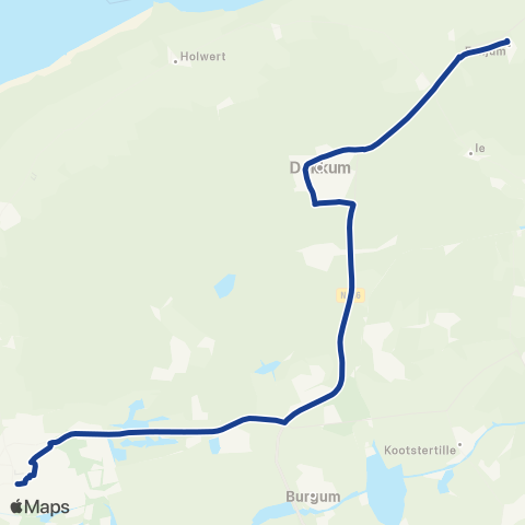 Qbuzz Lauwersoog - Dokkum - Leeuwarden - Bolsward map
