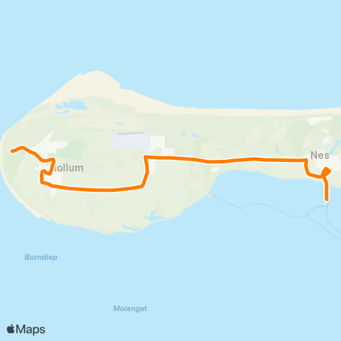 Qbuzz Ameland: Veerhaven - Ballum - Hollum map