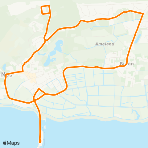 Qbuzz Ameland: Veerhaven - Nes - Buren v.v. map