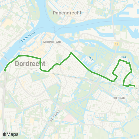 Qbuzz Oudelandshoek - Dordrecht CS - Centrum map