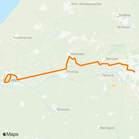 Qbuzz Franeker - Leeuwarden map