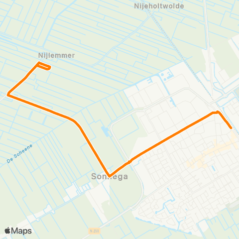 Qbuzz Sonnega - Wolvega Station map