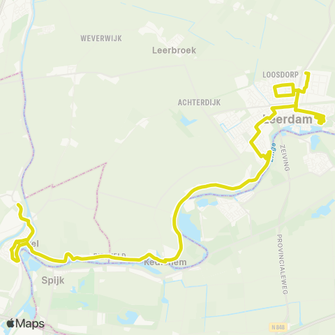 Qbuzz Leerdam - Kedichem - Arkel > 705 map