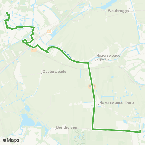 Qbuzz Boskoop - Leiden map