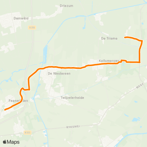 Qbuzz Aldwâld - Feanwâlden Station map