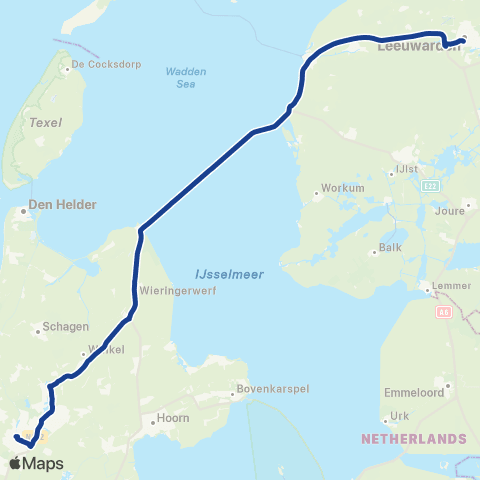 Qbuzz Alkmaar - Afsluitdijk - Leeuwarden map