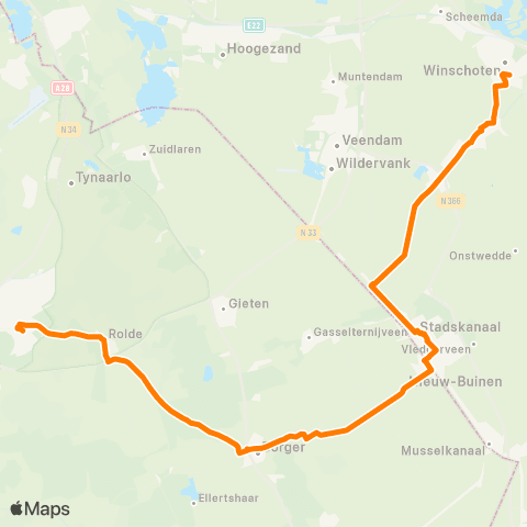 Qbuzz Stadskanaal - Borger - Assen map