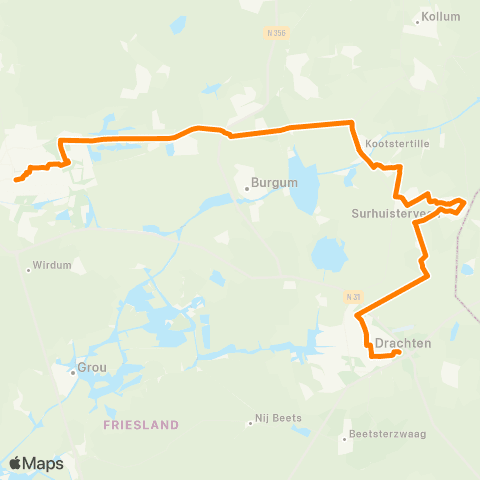 Qbuzz Leeuwarden - Surhuisterveen - Drachten map