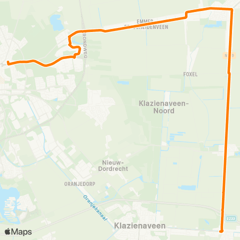Qbuzz Emmen - Emmercompascuum - Zwartemeer map