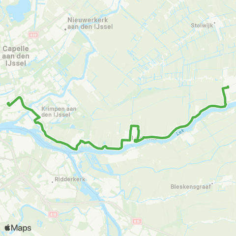 Qbuzz Bergambacht - Lekkerkerk - Rotterdam Capelsebrug map