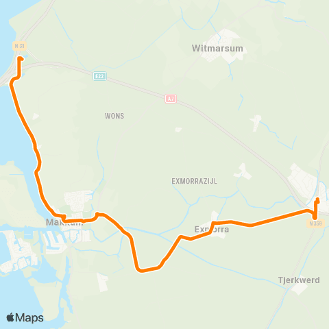 Qbuzz Kop Afsluitdijk - Makkum - Bolsward map