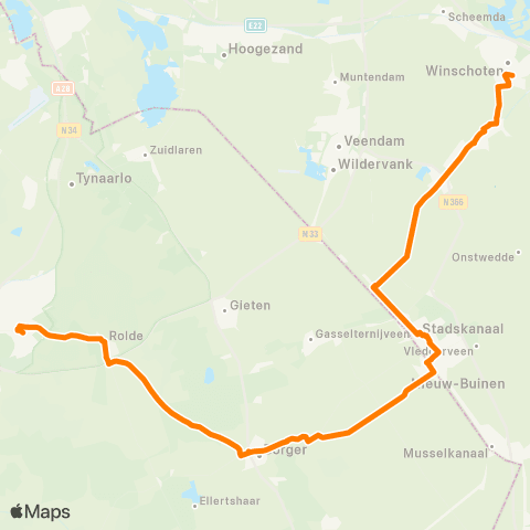 Qbuzz Stadskanaal - Borger - Assen map