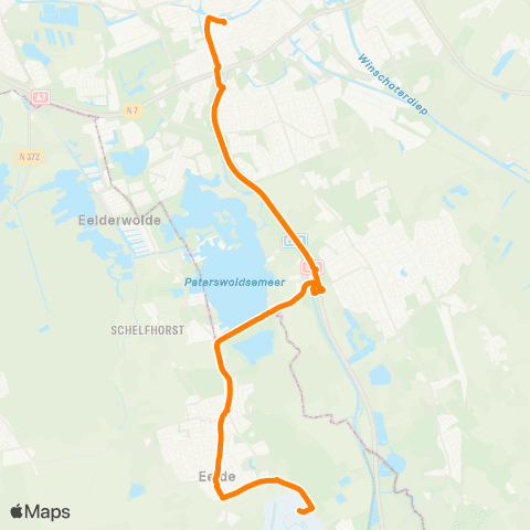 Qbuzz Groningen - Vliegveld Eelde (snelbus) map