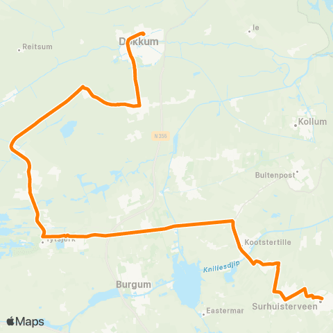 Qbuzz Surhuisterveen - Oentsjerk - Dokkum map