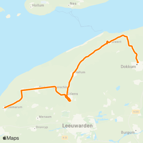 Qbuzz Harlingen - Stiens - Dokkum map