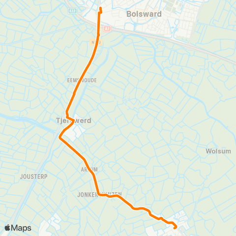 Qbuzz Blauwhuis - Bolsward Busstation map