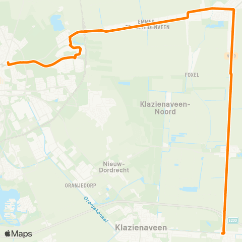 Qbuzz Emmen - Emmercompascuum - Zwartemeer map