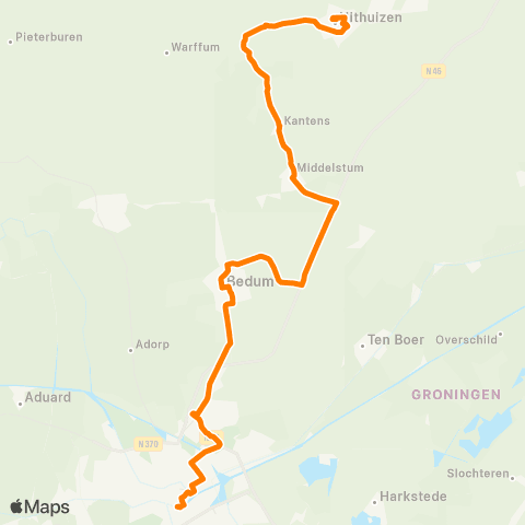 Qbuzz Groningen - Middelstum - Uithuizen map