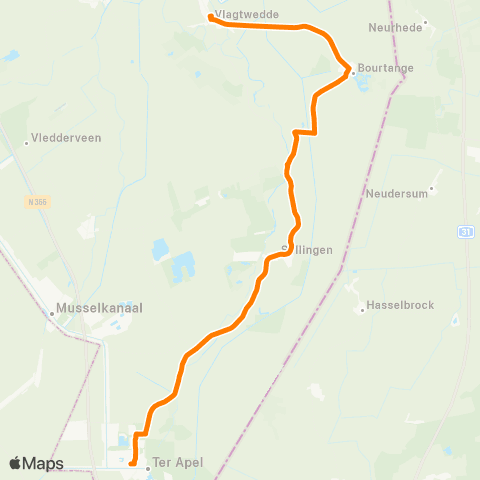 Qbuzz Emmen - Ter Apel - Winschoten map