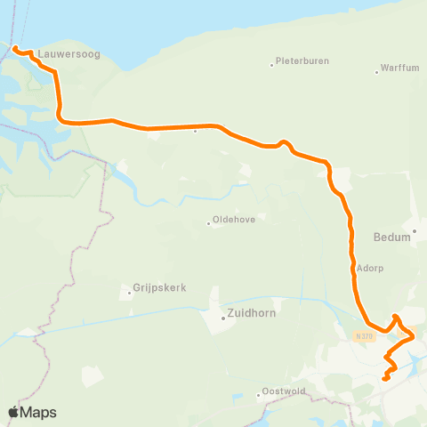 Qbuzz Lauwersoog - Groningen map