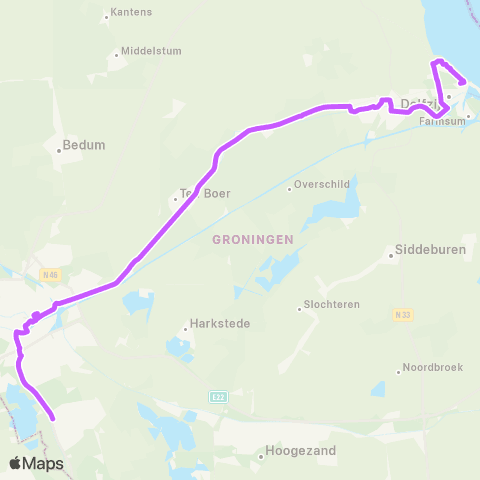 Qbuzz Delfzijl - Appingedam - Groningen - P+R Haren map