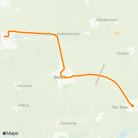 Qbuzz Buurtbus Winsum - Ten Boer map